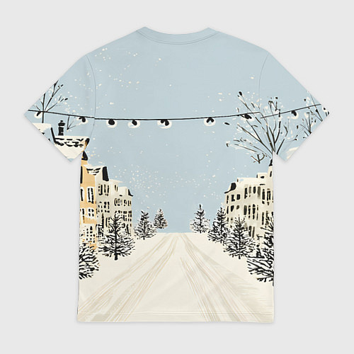 Мужская футболка Милая новогодняя лошадка с шарфом / 3D-принт – фото 2