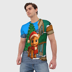 Футболка мужская Новогодняя лошадка и елка, цвет: 3D-принт — фото 2