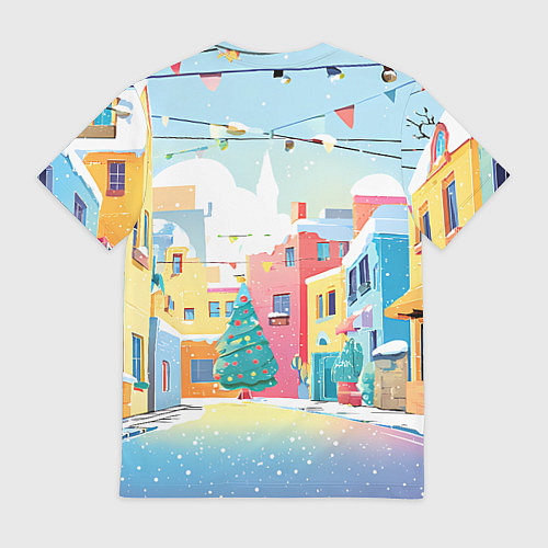 Мужская футболка Лошадка с новогоднем венком / 3D-принт – фото 2