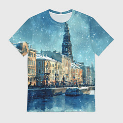 Мужская футболка Снегопад в Санкт-Петербурге