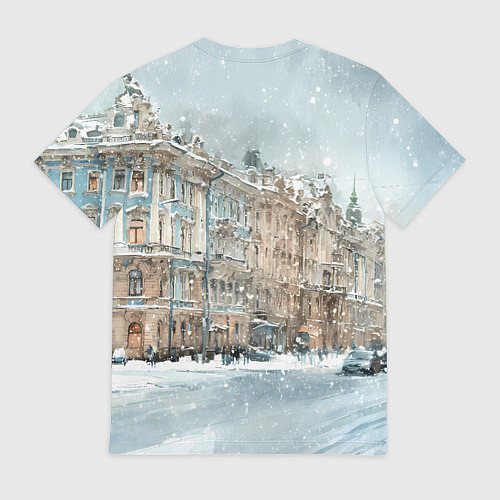 Мужская футболка Снежный день в Санкт-Петербурге / 3D-принт – фото 2
