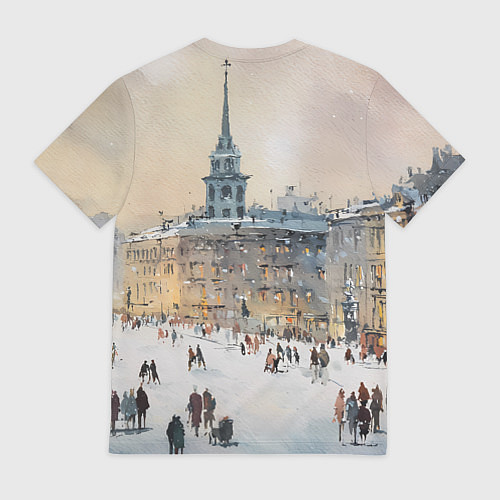 Мужская футболка Снежный зимний Питер / 3D-принт – фото 2