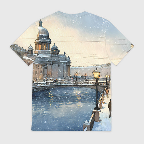 Мужская футболка Санкт-Петербург снежный день / 3D-принт – фото 2