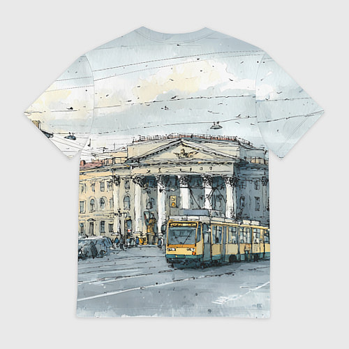 Мужская футболка Зимняя улица Санкт-Петербурга / 3D-принт – фото 2