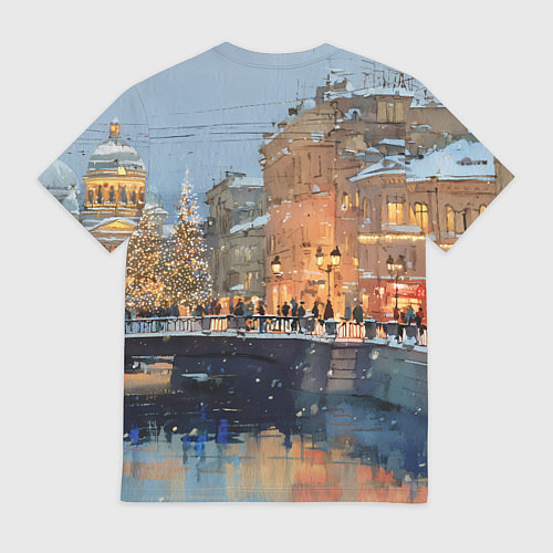 Мужская футболка Снежный вечер в Питере / 3D-принт – фото 2