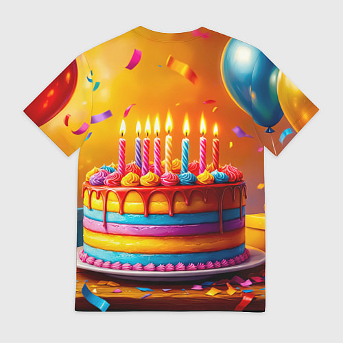 Мужская футболка Радуга праздничного торта / 3D-принт – фото 2