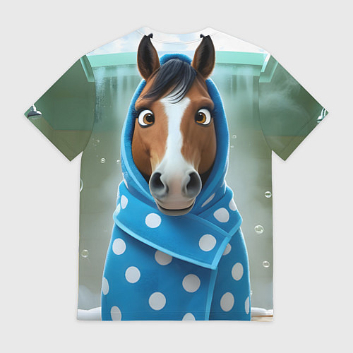 Мужская футболка Конь в полотенце / 3D-принт – фото 2