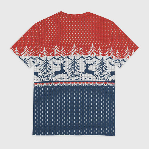 Мужская футболка Вязаный узор с оленями / 3D-принт – фото 2