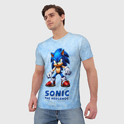Футболка мужская Sonic - синий ёж, цвет: 3D-принт — фото 2