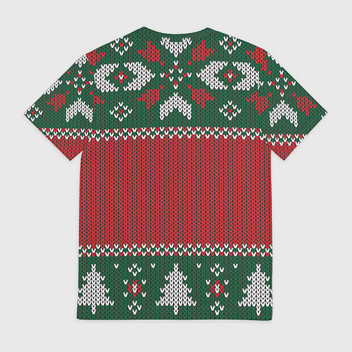 Мужская футболка Новогодний узор вязаный / 3D-принт – фото 2