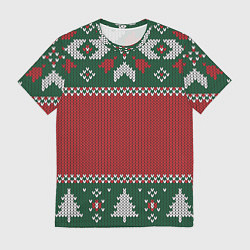 Мужская футболка Новогодний узор вязаный