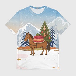 Футболка мужская Лошадь с салатом Под шубой, цвет: 3D-принт