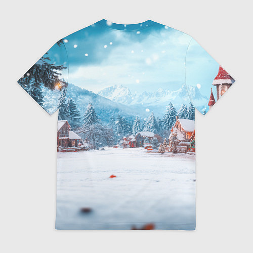 Мужская футболка Уставший новогодний олень с кофе / 3D-принт – фото 2