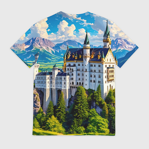 Мужская футболка Сказочный Нойшванштайн / 3D-принт – фото 2