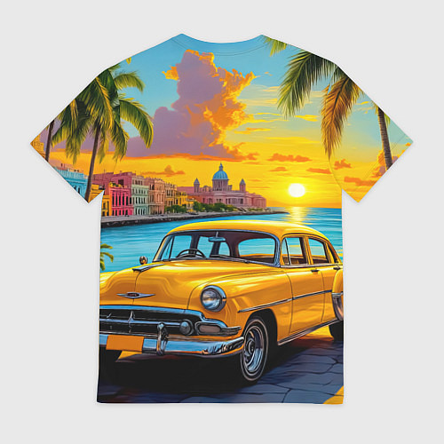 Мужская футболка Золотой закат над набережной / 3D-принт – фото 2