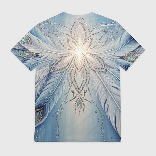 Мужская футболка Ледяной перьевой орнамент со светом / 3D-принт – фото 2