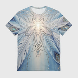Мужская футболка Ледяной перьевой орнамент со светом