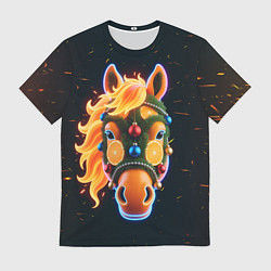 Мужская футболка Новогодняя мандариновая лошадь