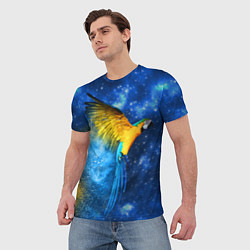 Футболка мужская Космический попугай, цвет: 3D-принт — фото 2