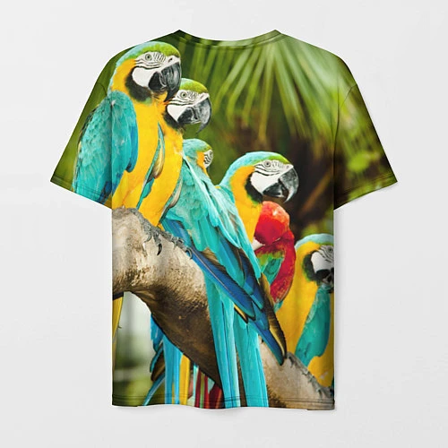 Мужская футболка Попугаи на ветке / 3D-принт – фото 2