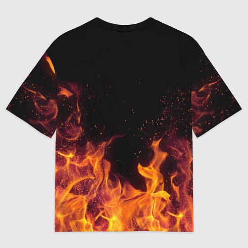 Мужская футболка оверсайз Артём - кулон на цепи в огне / 3D-принт – фото 2