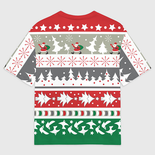 Мужская футболка оверсайз Новогодний орнамент / 3D-принт – фото 2