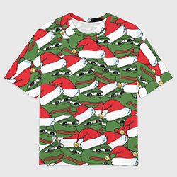 Футболка оверсайз мужская Sad frog new year, цвет: 3D-принт