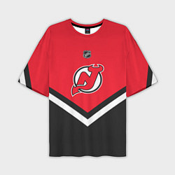 Футболка оверсайз мужская NHL: New Jersey Devils, цвет: 3D-принт