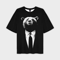 Мужская футболка оверсайз Медведь бизнесмен
