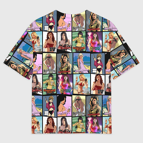 Мужская футболка оверсайз GTA - все девушки персонажи / 3D-принт – фото 2