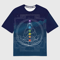 Футболка оверсайз мужская Йога мандала - энергетические зоны, цвет: 3D-принт