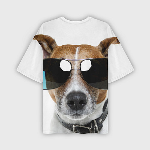 Мужская футболка оверсайз Джек Рассел в очках / 3D-принт – фото 2