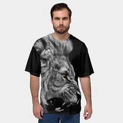 Футболка оверсайз мужская Оскал льва, цвет: 3D-принт — фото 2