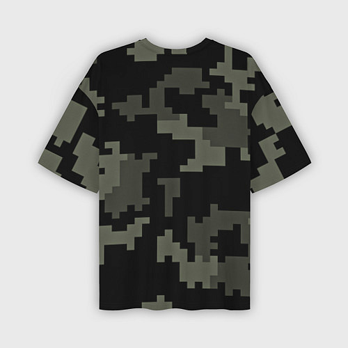Мужская футболка оверсайз Камуфляж пиксельный: черный/серый / 3D-принт – фото 2