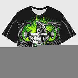 Мужская футболка оверсайз Рогатый череп с мечом