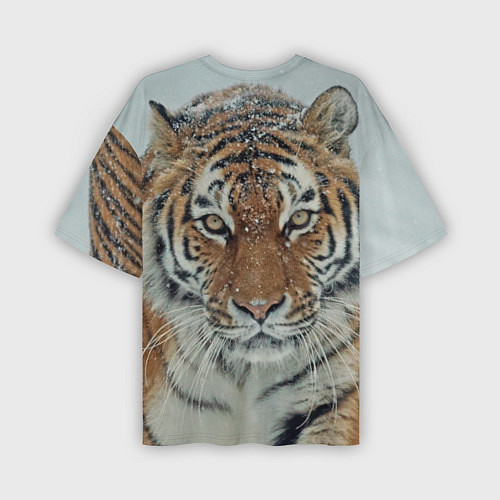 Мужская футболка оверсайз Тигр в снегу / 3D-принт – фото 2