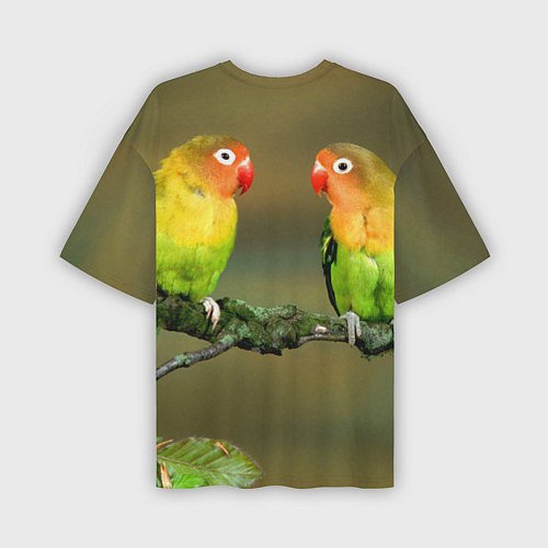 Мужская футболка оверсайз Два попугая / 3D-принт – фото 2