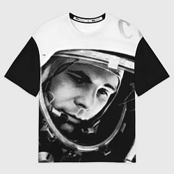 Футболка оверсайз мужская Гагарин космонавт, цвет: 3D-принт