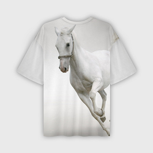 Мужская футболка оверсайз Белый конь / 3D-принт – фото 2
