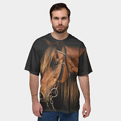 Футболка оверсайз мужская Взгляд коня, цвет: 3D-принт — фото 2