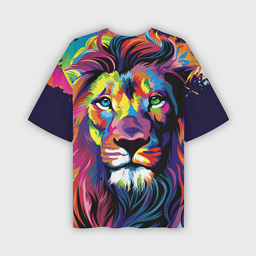 Мужская футболка оверсайз Красочный лев / 3D-принт – фото 2