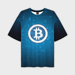 Мужская футболка оверсайз Bitcoin Blue