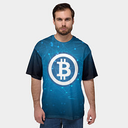 Футболка оверсайз мужская Bitcoin Blue, цвет: 3D-принт — фото 2