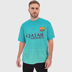 Футболка оверсайз мужская Barcelona FC: Aqua, цвет: 3D-принт — фото 2