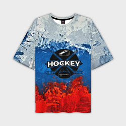 Футболка оверсайз мужская Хоккей триколор, цвет: 3D-принт
