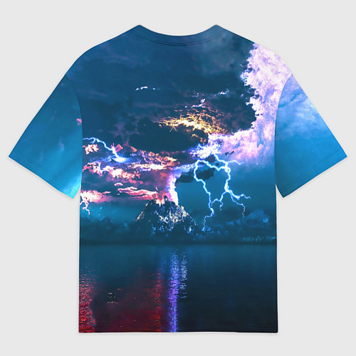 Мужская футболка оверсайз Извержение вулкана / 3D-принт – фото 2