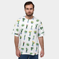 Футболка оверсайз мужская Кактусы, цвет: 3D-принт — фото 2