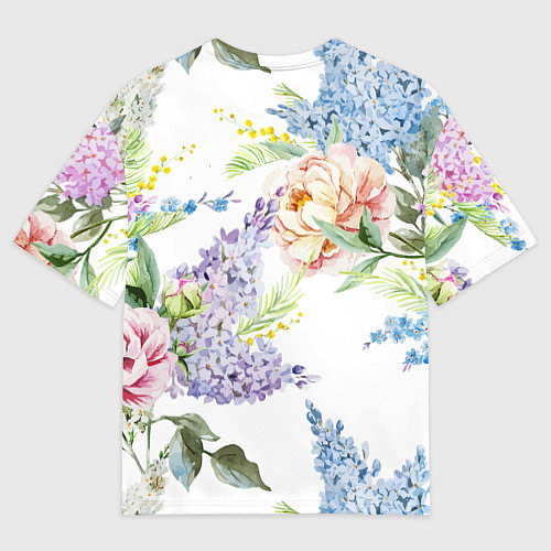 Мужская футболка оверсайз Сирень и Пионы / 3D-принт – фото 2