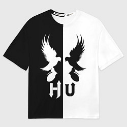 Футболка оверсайз мужская HU: Black & White, цвет: 3D-принт