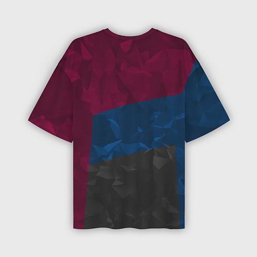 Мужская футболка оверсайз FC Barcelona: Dark polygons / 3D-принт – фото 2